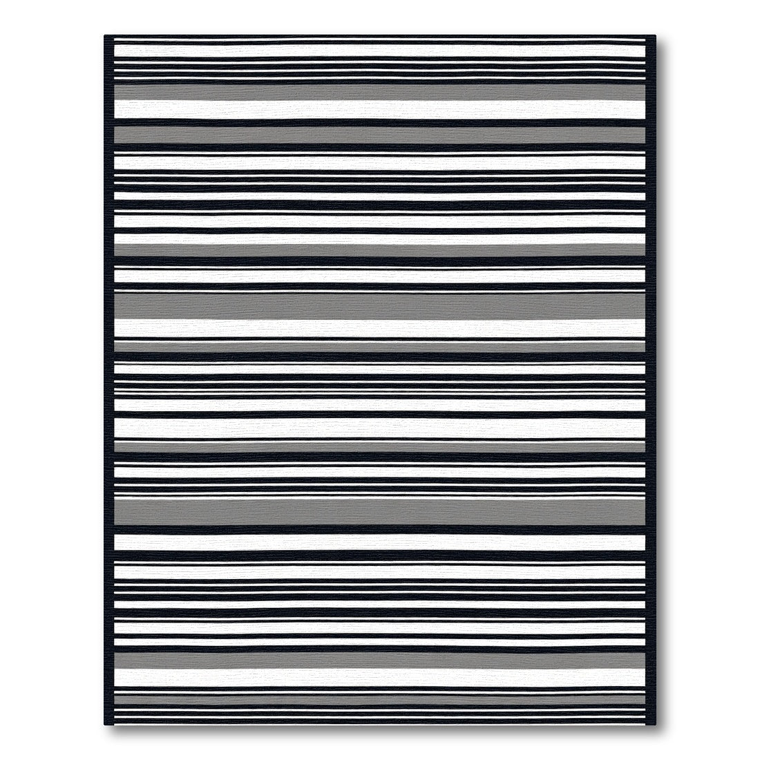 Modern Black Gray White Striped Rug