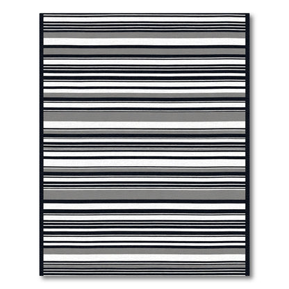 Modern Black Gray White Striped Rug