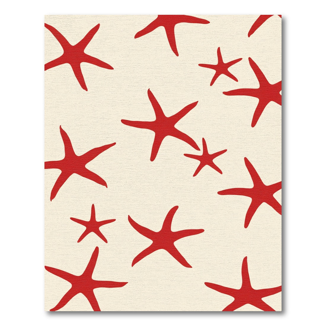 Red Starfish Cream Field Scattered Rug