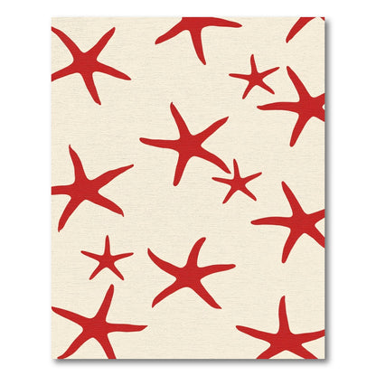 Red Starfish Cream Field Scattered Rug