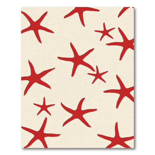 Red Starfish Cream Field Scattered Rug