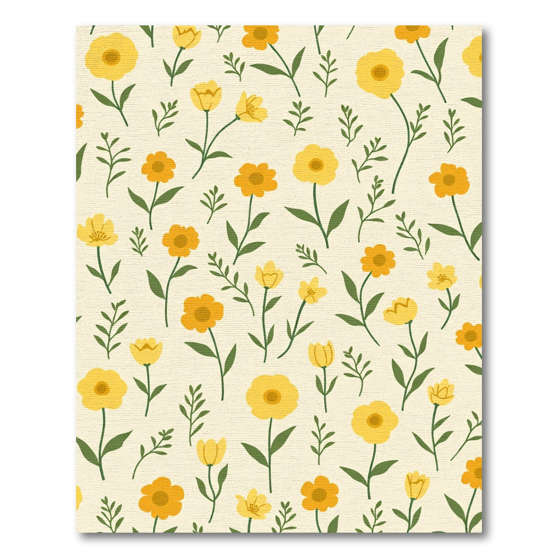 Golden Yellow Floral Bloom Arrangement Rug
