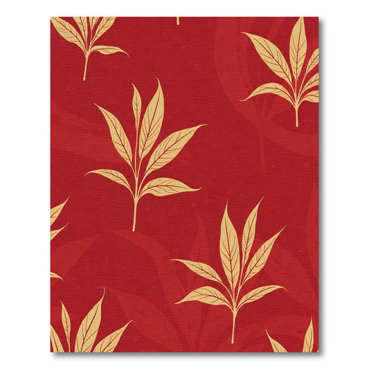 Crimson Gold Botanical Branch Pattern Rug