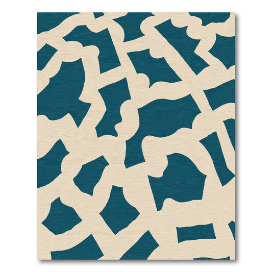Deep Teal Abstract Organic Shapes Rug