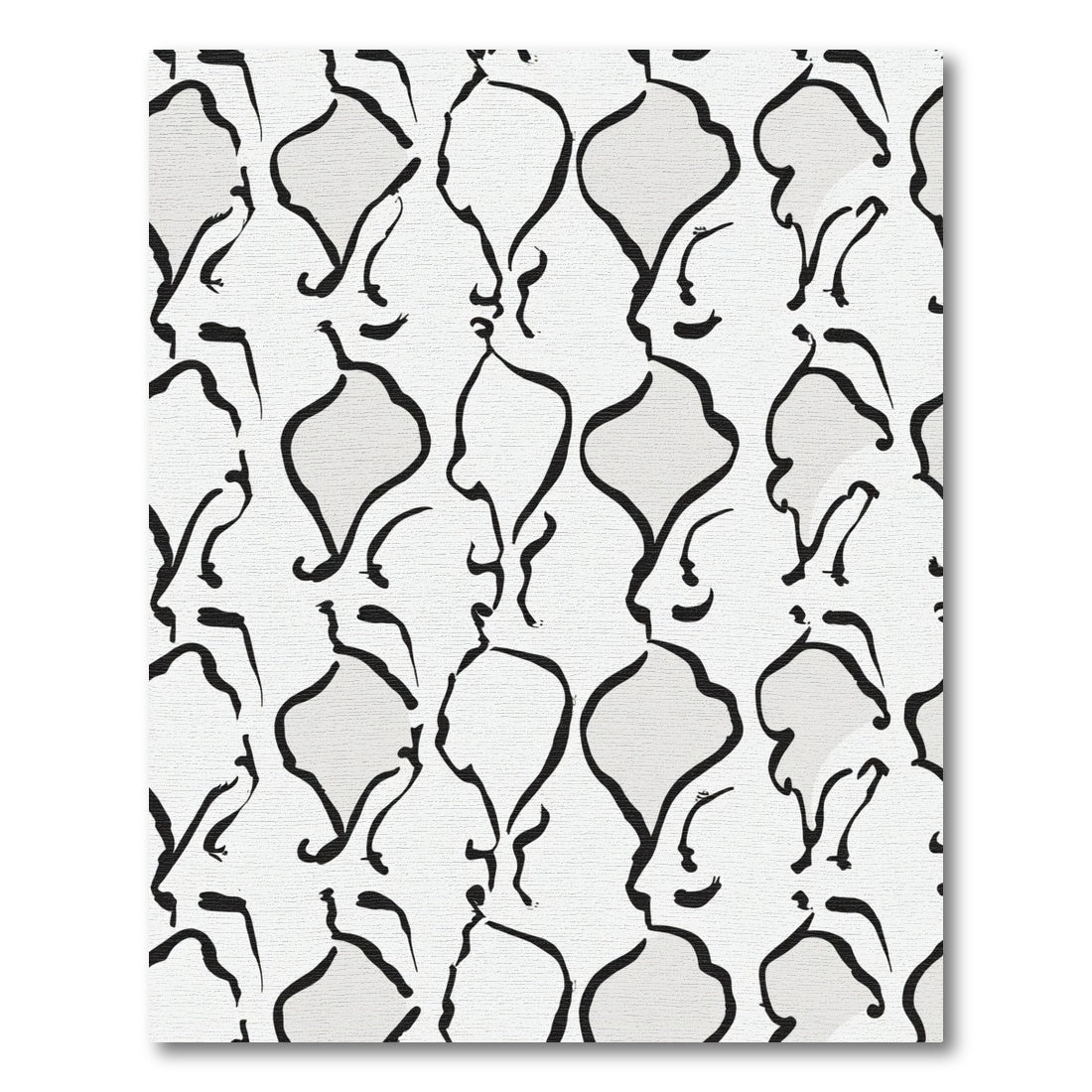 Black White Profile Silhouette Composition Rug