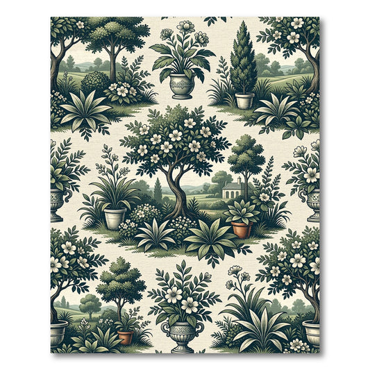 Botanical Garden Landscape Green Tea Wallpaper Rug