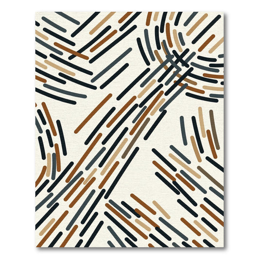 Modern Earthy Abstract Line Composition Rug