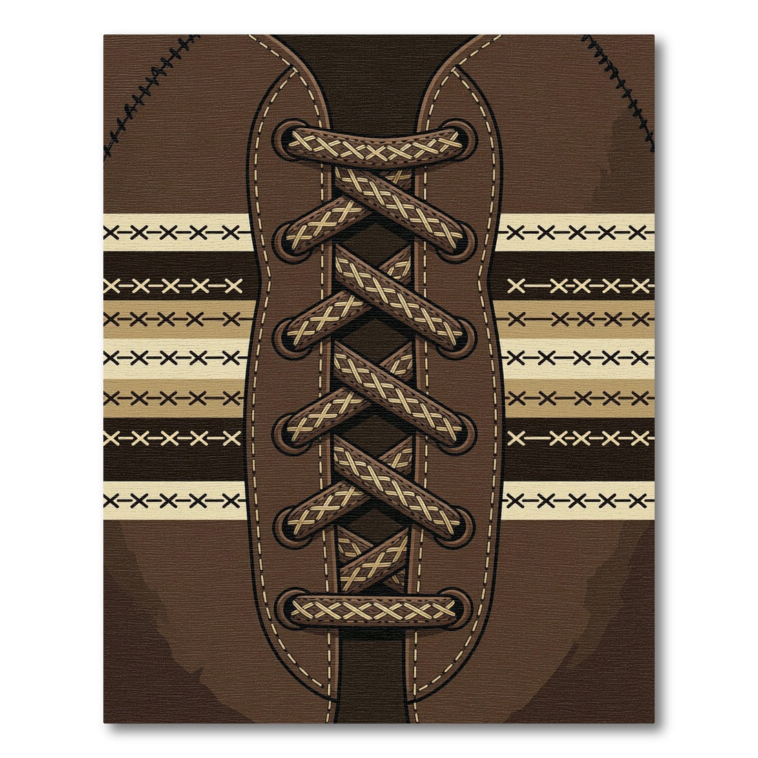 Leather Laceup Brown Stadium Textured Rug