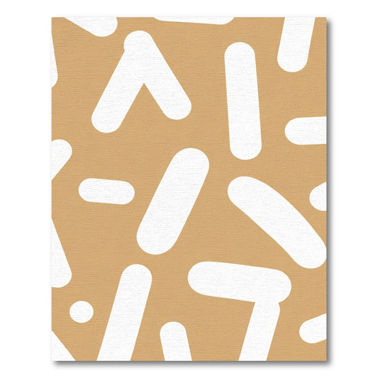 Brown White Abstract Shapes Rug