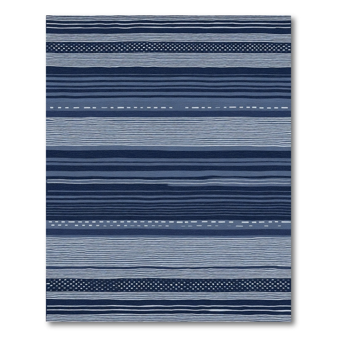 Deep Blue Horizontal Stripe Medley Rug