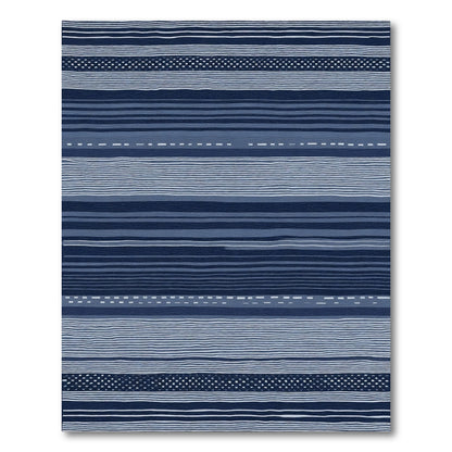 Deep Blue Horizontal Stripe Medley Rug