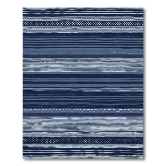 Deep Blue Horizontal Stripe Medley Rug
