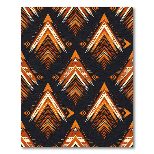 Earthy Ochre Geometric Arrow Tapestry Rug