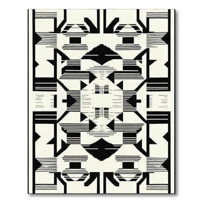 Bold Black Ivory Geometric Architecture Rug