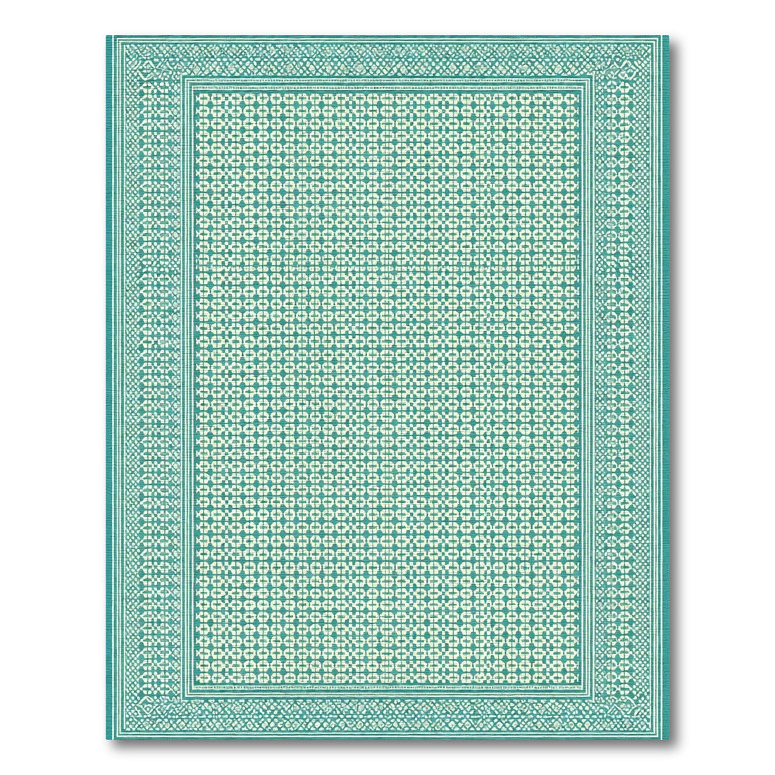Teal Geometric Interlocking Circles Motif Rug