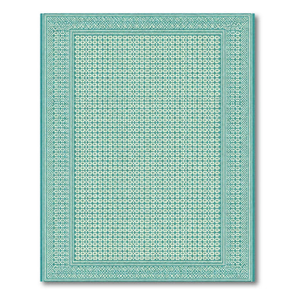 Teal Geometric Interlocking Circles Motif Rug