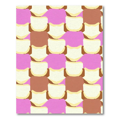 Cream Brown Pink Checkerboard Layers Rug