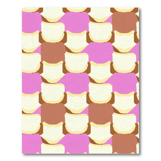 Cream Brown Pink Checkerboard Layers Rug