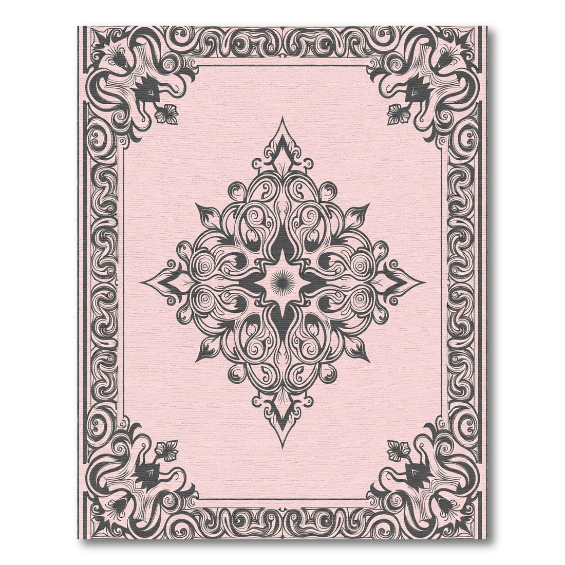 Ornate Gray Blossom Mandala Charm Rug