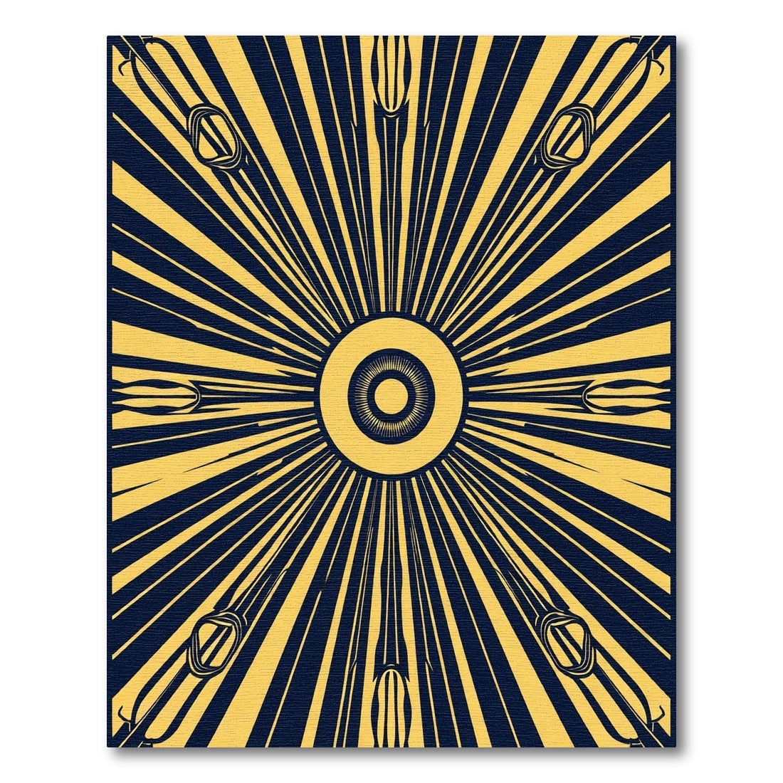 Golden Sunburst Geometric Rug