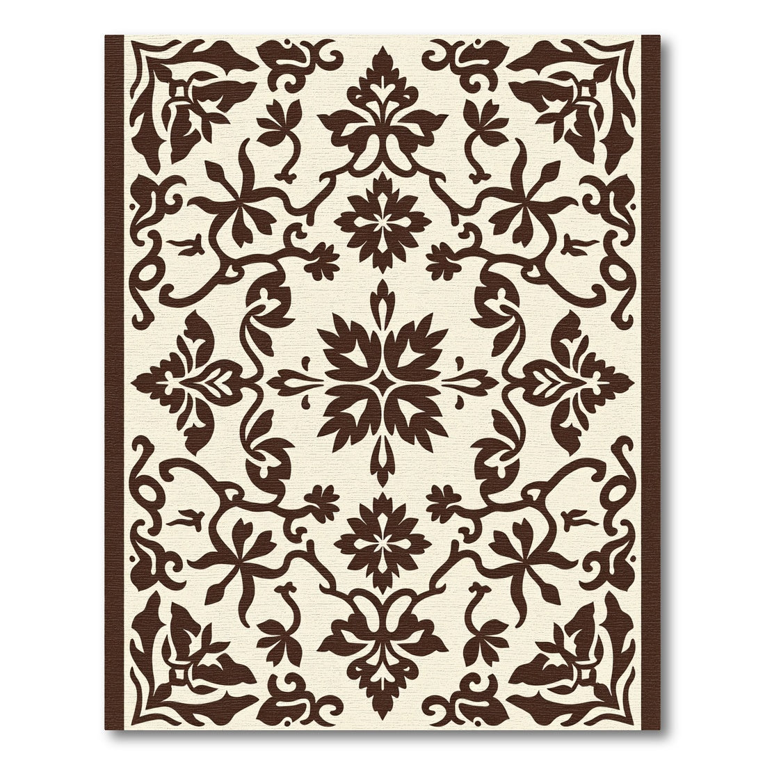 Rich Brown Damask Ornament Rug