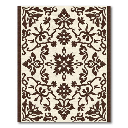 Rich Brown Damask Ornament Rug