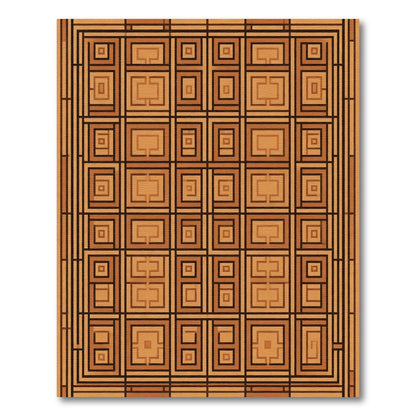 Modern Geometric Wood Inlay Rug