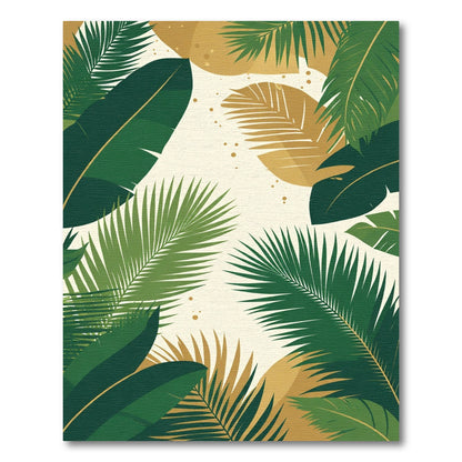Verdant Leafy Canopy With Gold Accents Rug