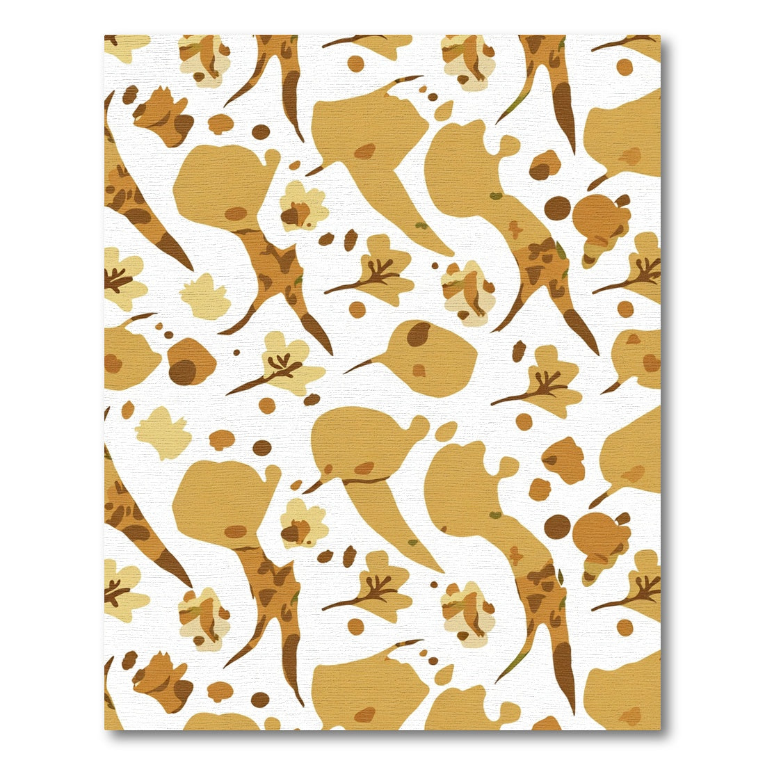 Earthy Ochre Abstract Floral Sprig Rug