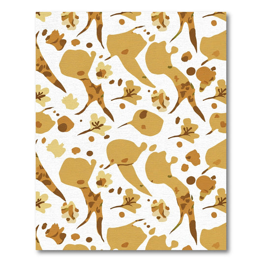Earthy Ochre Abstract Floral Sprig Rug