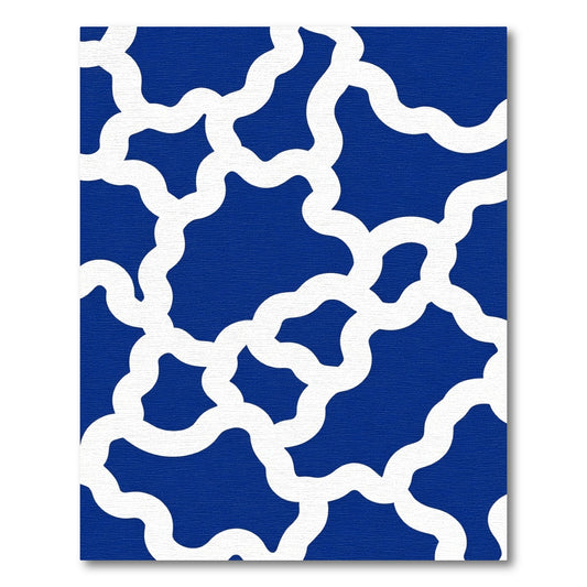 Deep Blue Interlocking Organic Waves Rug