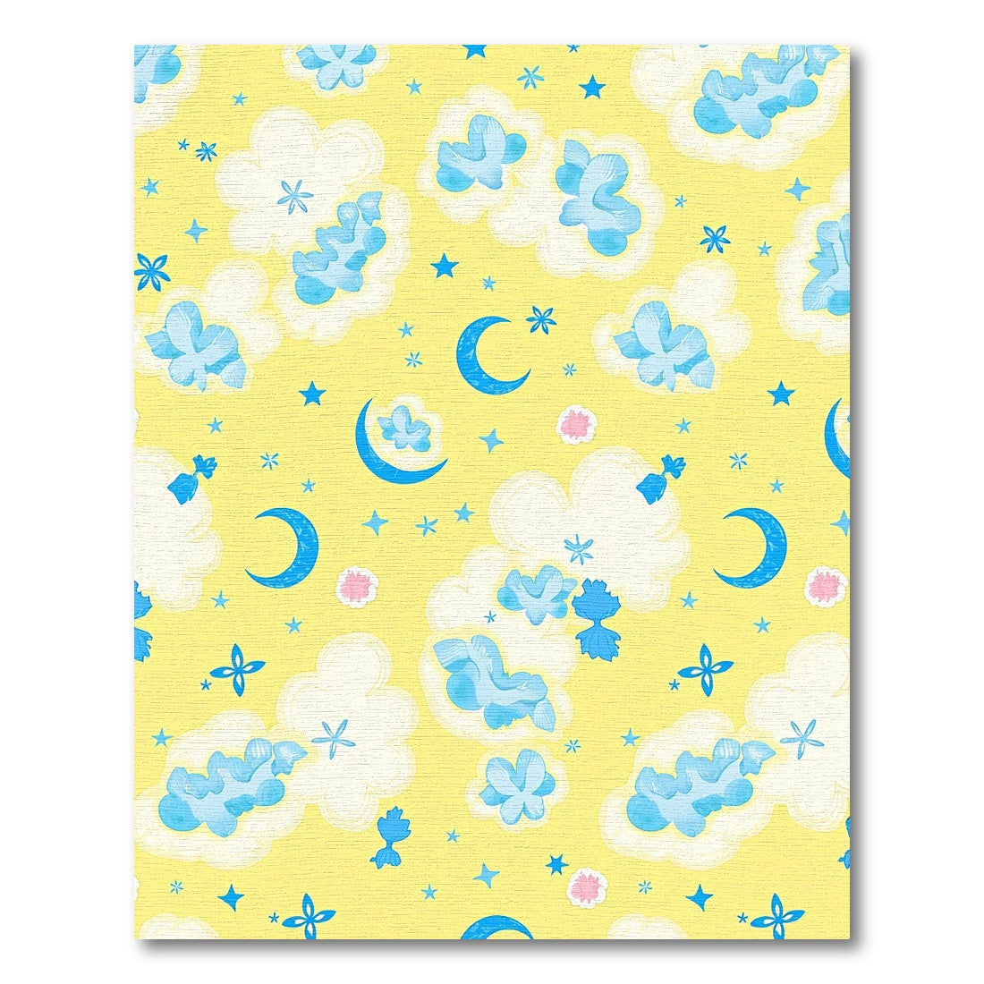Dreamy Yellow Moon Star Clouds Rug