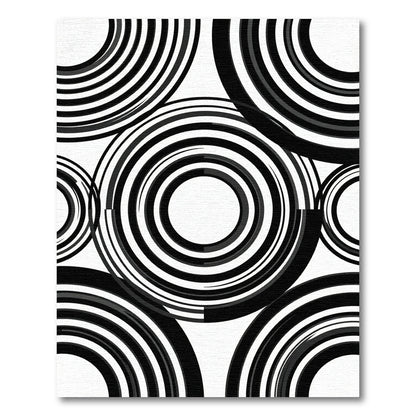 Modern Monochromatic Concentric Circle Art Rug