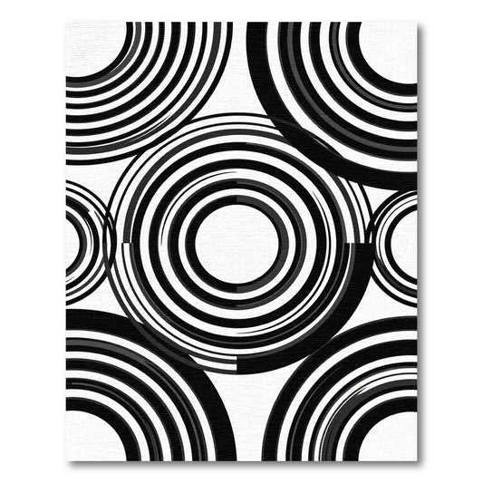 Modern Monochromatic Concentric Circle Art Rug