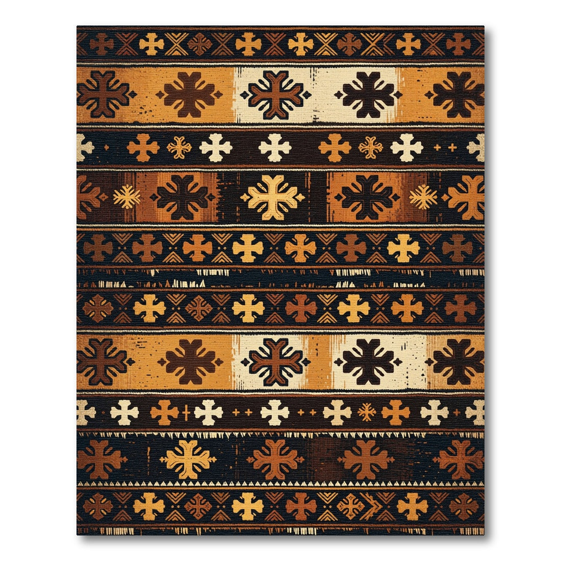 Tribal Ochre Geometric Cross Rug