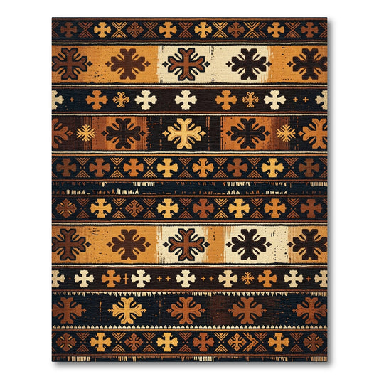 Tribal Ochre Geometric Cross Rug