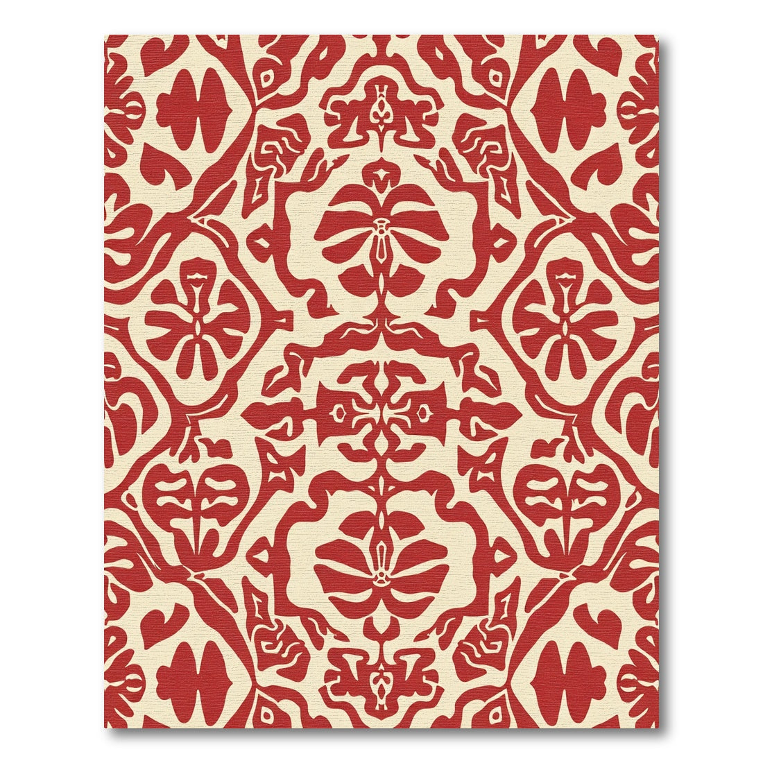 Crimson Ivory Damask Floral Rug