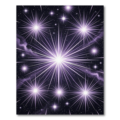 Radiant Violet Celestial Starry Night Rug