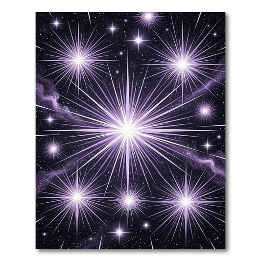 Radiant Violet Celestial Starry Night Rug