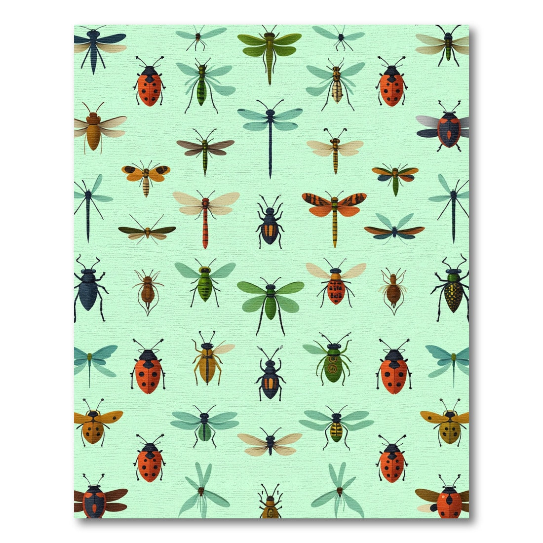 Whimsical Insect Collection Meadow Scene Rug