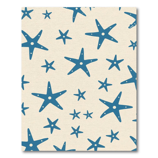 Blue Starfish Scatter Pattern Rug