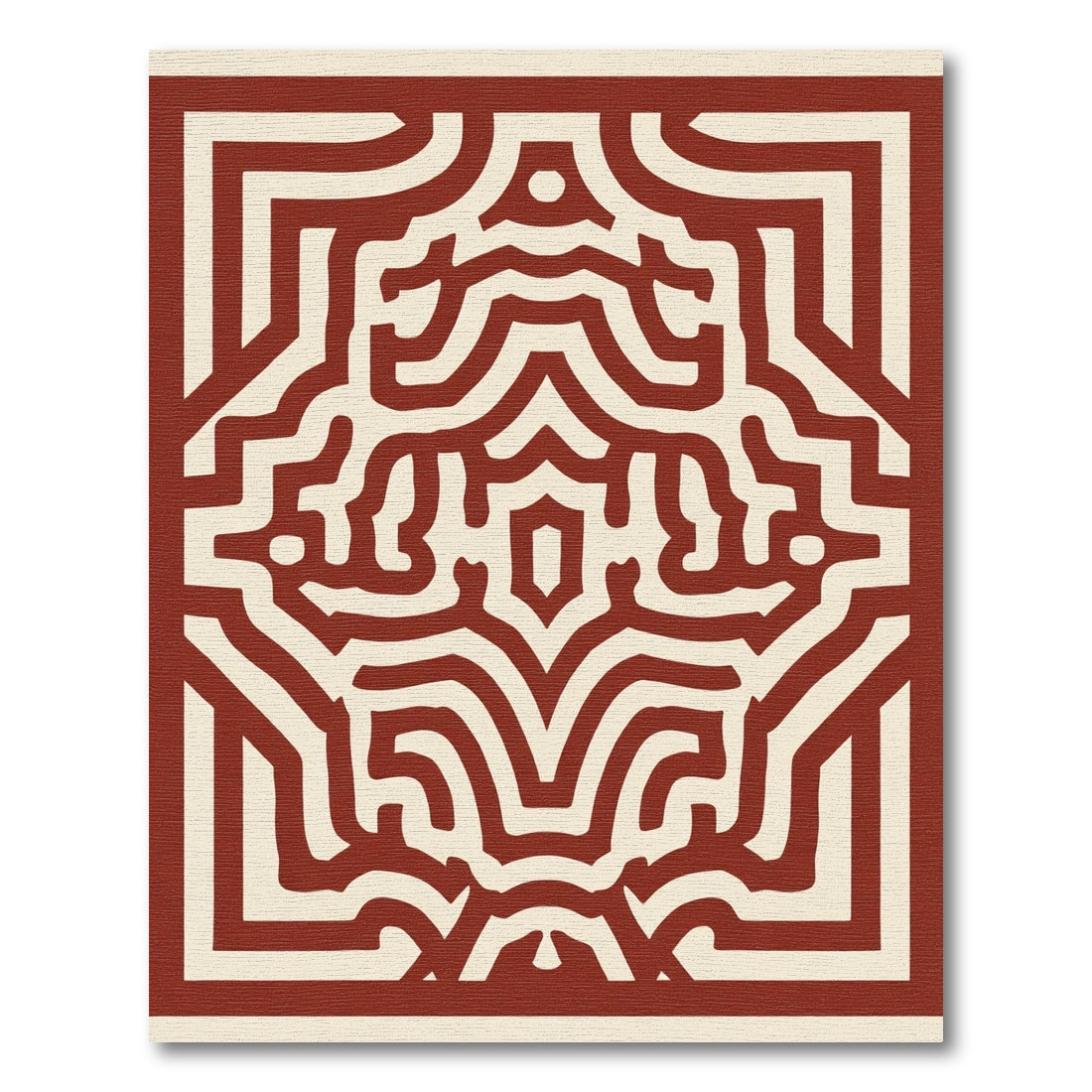 Crimson Cream Abstract Labyrinth Rug