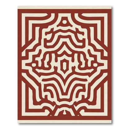 Crimson Cream Abstract Labyrinth Rug