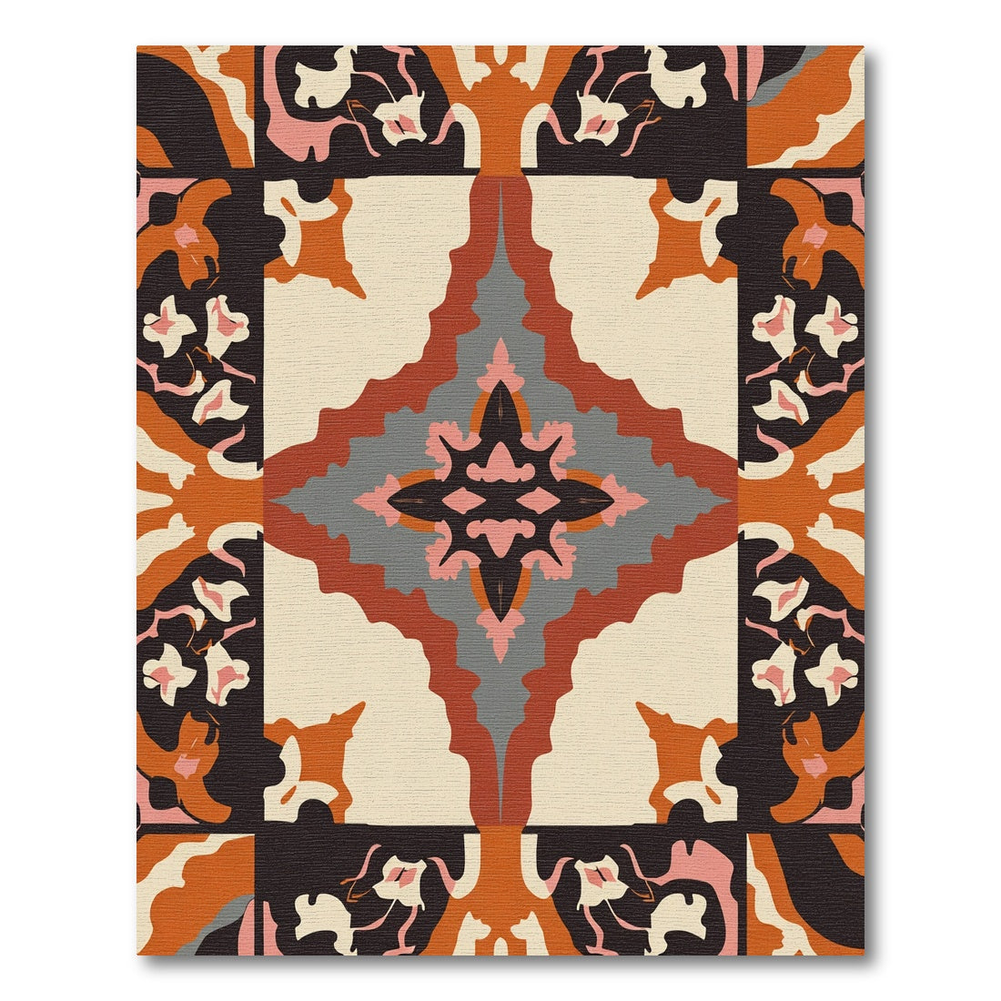 Bold Abstract Coral Petal Mandala Rug