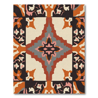 Bold Abstract Coral Petal Mandala Rug