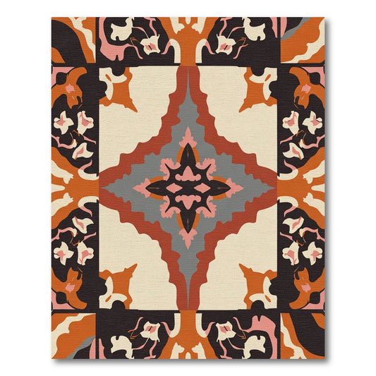 Bold Abstract Coral Petal Mandala Rug
