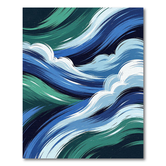 Deep Blue Emerald Swirl Waves Rug