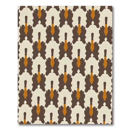 Brown Ochre Abstract Symmetry Rug
