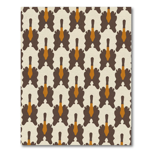 Brown Ochre Abstract Symmetry Rug