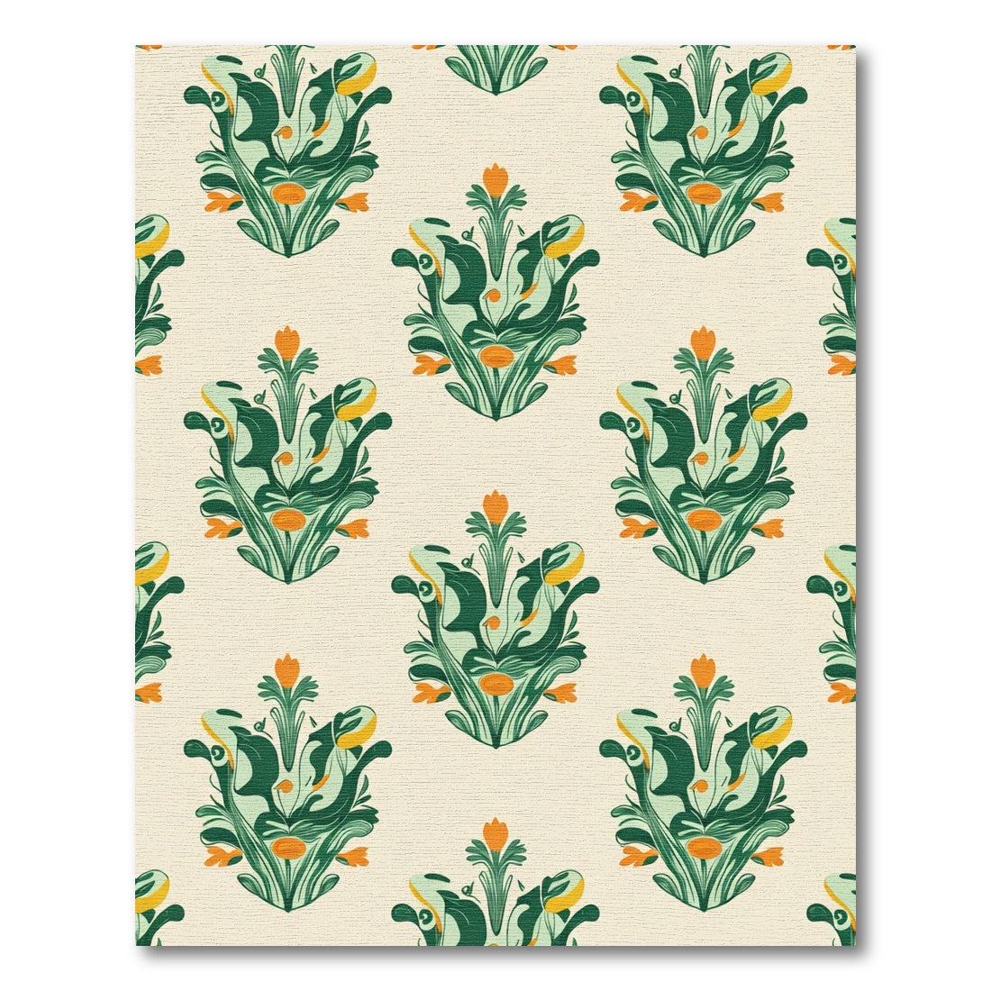 Emerald Green Floral Crest Rug
